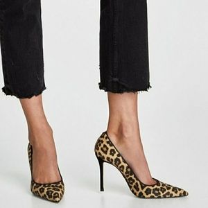 ZARA Leopard Print Calf Hair Court Pumps (39/8)